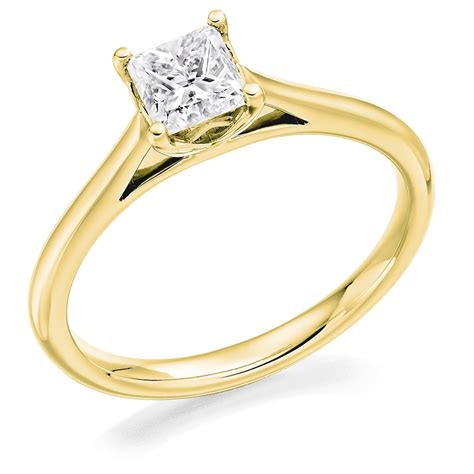 Yellow Gold Princess cut Solitaire Diamond 0.50ct - Sanderson Jewellers