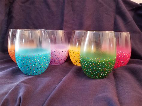 Set of 6 colorful glasses | Etsy