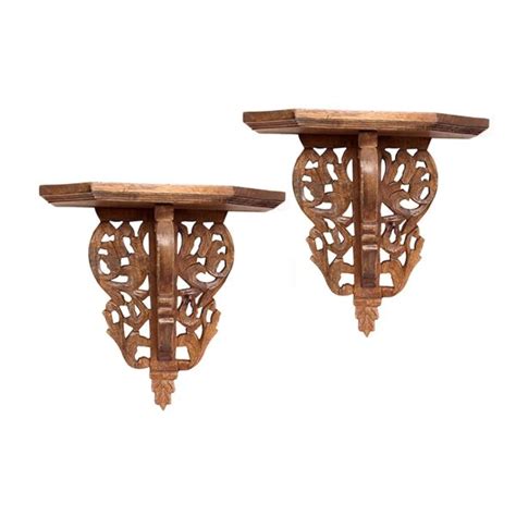 Set of 2 Boho Chic Carved Wood Wall Shelves - The WiC Project - Faith ...