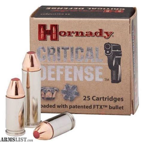 ARMSLIST - For Sale: Hornady .380 ACP Critical Defense Ammunition 90 Grain FTX HP 25 Rounds