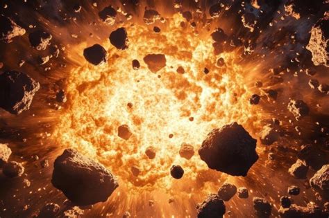 Intense asteroid impact simulation with explosive energy debris | Premium AI-generated image