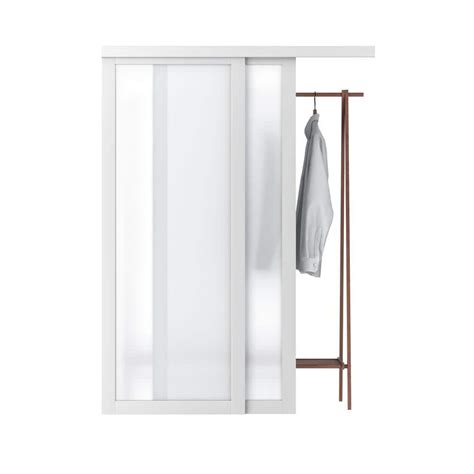 ARK DESIGN 60 in. x 80 in. 1 Lite Frosted Glass White MDF Composite ...