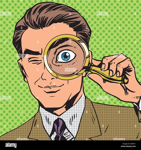 The man is a detective looking through magnifying glass search p Stock ...