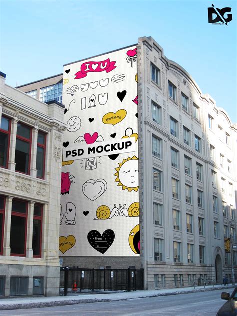 Free Wall Vertical Billboard PSD Mockup