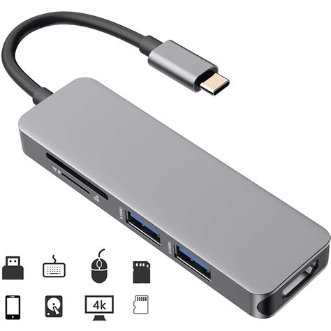 USB C Hub HDMI Adapter,5 In 1 Type C Hub To HDMI 4k,2 USB 3.0 Ports ...