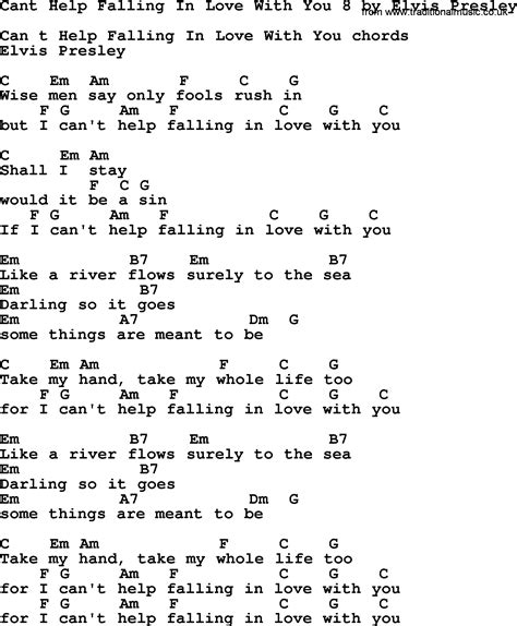 Cant Help Falling In Love With You 8, by Elvis Presley - lyrics and chords