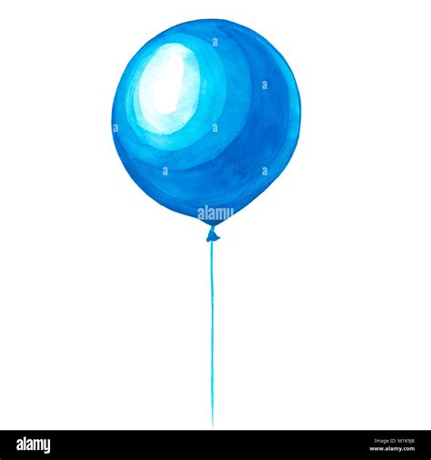 Watercolor illustration of a blue balloon. Isolated image on white ...