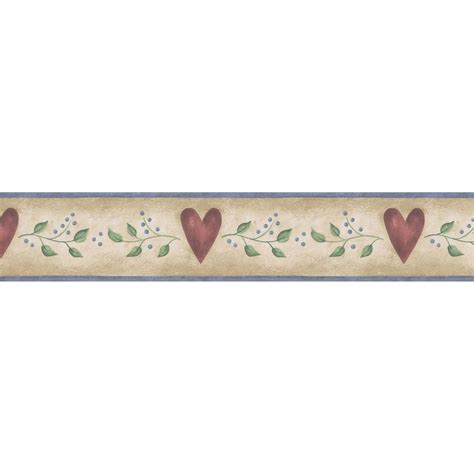 Brewster Wallcovering 4-1/2" Country Heart Prepasted Wallpaper Border at Lowes.com