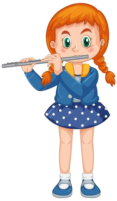 Una niña tocando un instrumento musical de flauta | Vector Premium