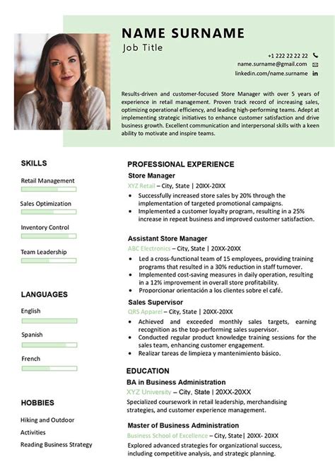 One Page Resume Template in Word Format - Free Download