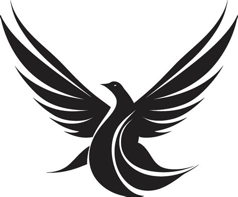 Black Dove Vector Logo with Text and Calligraphic Background A ...