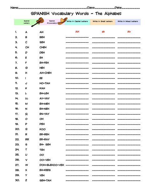 A Guide to the Alphabet in Spanish with Free Printables - Worksheets Library