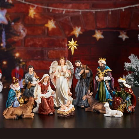 The Holiday Aisle® 13 Piece Indoor Christmas Nativity Sets Holy Family Religious Decorations ...