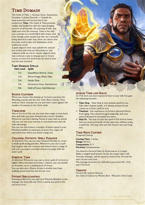 Cleric: Time Domain 5th | Dnd dragons, D&d dungeons and dragons, Dnd classes