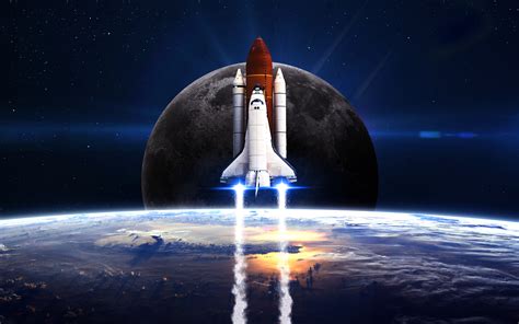 Download Sci Fi Space Moon Vehicle Space Shuttle 4k Ultra HD Wallpaper