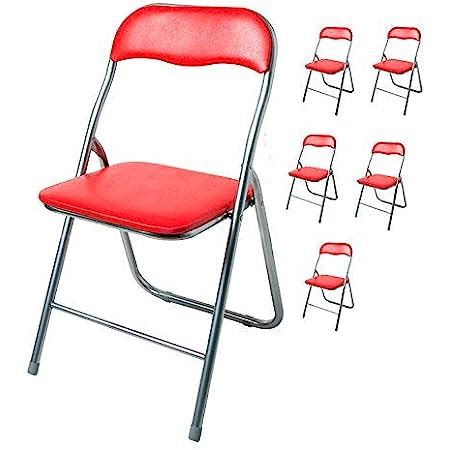 Innova Polo Lot de 6 chaises pliantes 43,9 x 44,5 x 78 cm 43,9*44,5*78 cm rouge : Amazon.fr ...