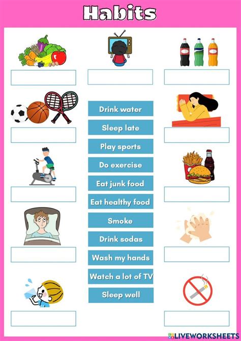 Healthy vs Unhealthy Habits Worksheet