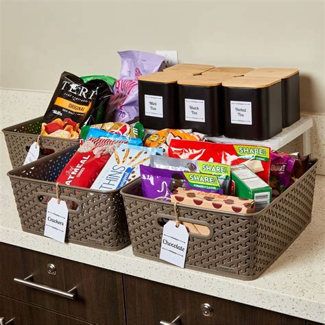 7 Ways to Organize with Kitchen Cabinet Labels & More | Snack organizer, Office break room ...