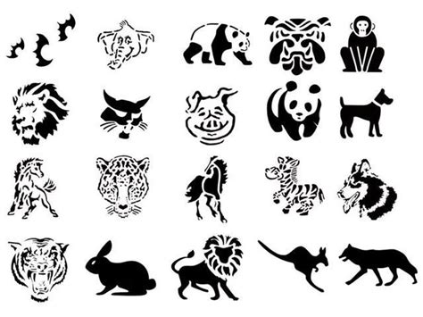 Self Adhesive Airbrush Tattoo Stencils Set 50 Book of 20 Animals Design ...