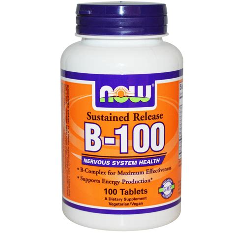 Now Foods, B-100, Sustained Release, 100 Tablets – Mega Vitamins