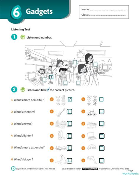 Super Minds 3 - Unit 6- Test. Interactive worksheet | TopWorksheets