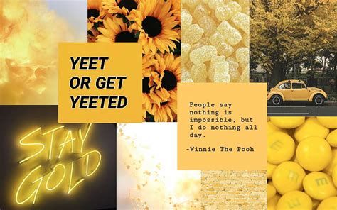 Aesthetic Yellow Collage Computer posted by Samantha Walker, yellow collage laptop HD wallpaper ...