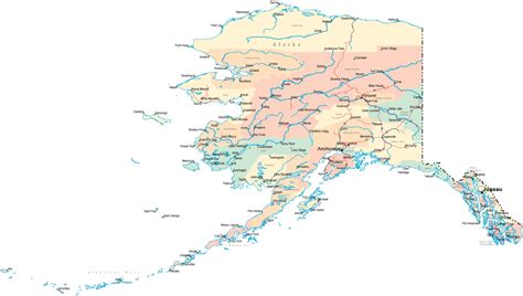 Large detailed road and administrative map of Alaska. Alaska large detailed road and ...