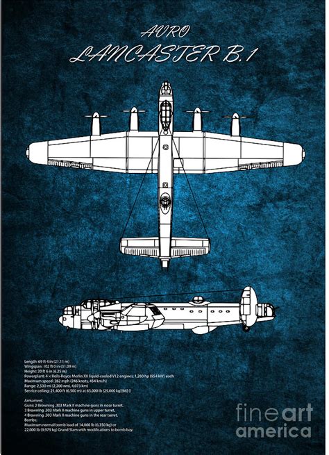 Lancaster Bomber Blueprint Digital Art by Airpower Art | Pixels