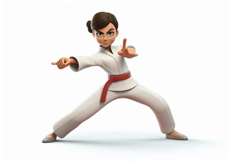 Premium AI Image | 3D cartoon woman practicing selfdefense isolated