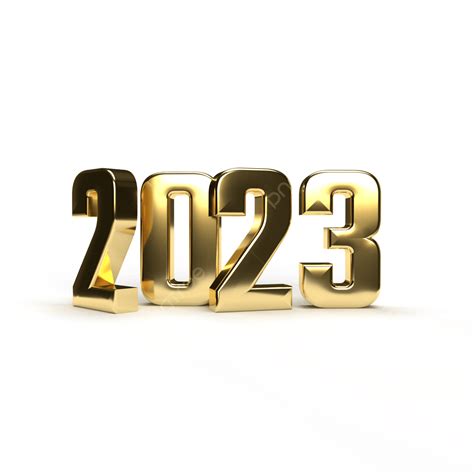 New Year 2023 Golden Steel Number Isolated On Transparent Background 3d Illustration, 2023 ...