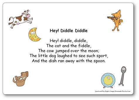 Hey! Diddle Diddle – Lyrics in French and in English - Speak and Play English