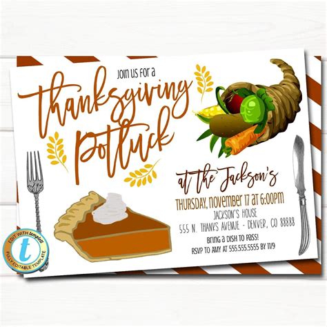 Thanksgiving Potluck Invitation, Friendsgiving Teacher Staff Invitation Pumpkin Printable Dinner ...