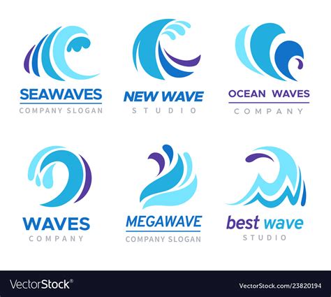 Sea wave logo ocean storm tide waves wavy river Vector Image