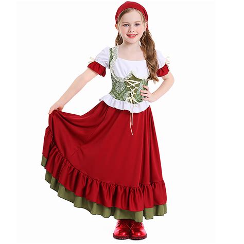 Clothing Set for Girls Size 10-12 Years European Beer Festival Stage Play Costumes Rural Farm ...