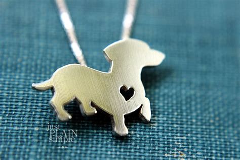 Dachshund necklace sterling silver hand cut pendant with