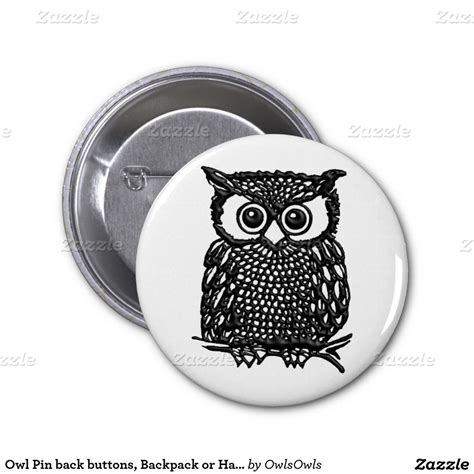 Owl Pin back buttons, Backpack or Hat Pins | Zazzle | Hat pins, Pin ...