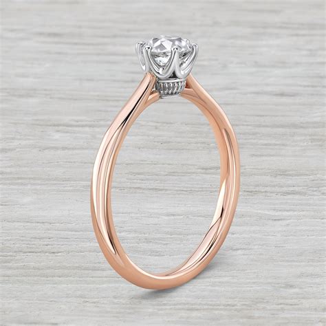 14K Rose Gold Vintage Inspired Engagement Ring with .63ct Old Euro Cut ...