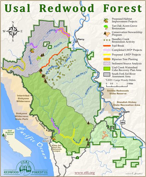 Map Of Pacific Coast Through Redwood National Park. | Pacific Coast ...