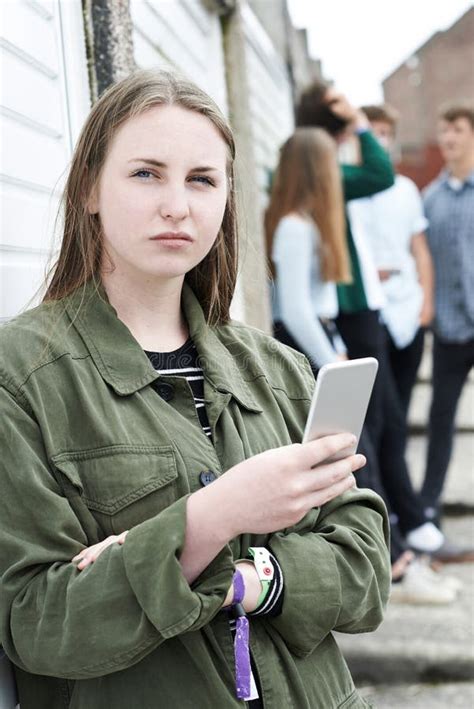 Teenage Girl Victim of Bullying by Text Messaging Stock Image - Image of harassment, problem ...