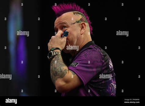 Peter Wright reacts during the 2023 Cazoo PDC Premier League Darts ...