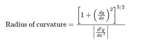 what is the formula of radius of curvature in maths - Brainly.in