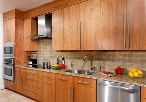 contemporary cherry flat panel kitchen asian kitchen kitchen cabinet doors drawer fr… | Kitchen ...