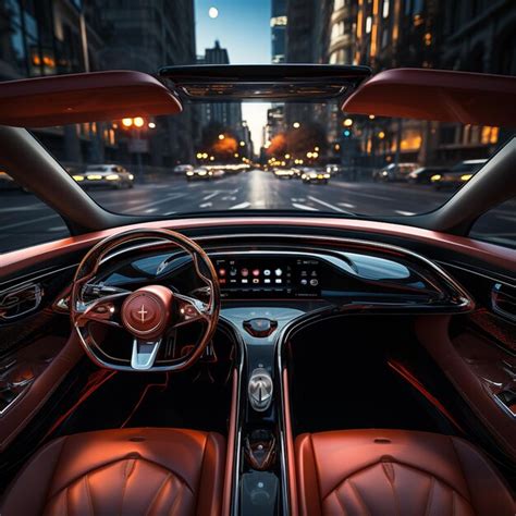 Premium Photo | A close up of a car dashboard with a view of a city ...