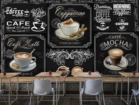 Coffee Wallpaper Blackboard Style Cafe and Bistro Wall Mural - Etsy