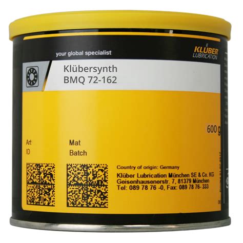 Klübersynth BMQ 72-162 Long-term lubricating grease 600g can - online ...