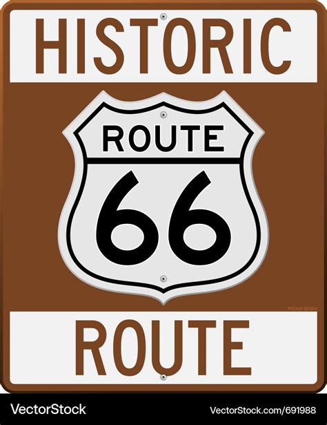 Historic route 66 sign Royalty Free Vector Image