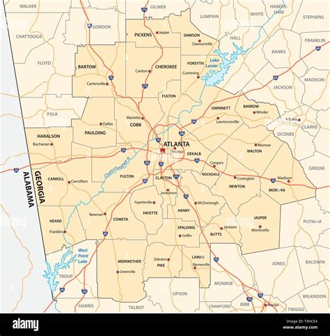 administrative and political road map of the Atlanta metropolitan area ...