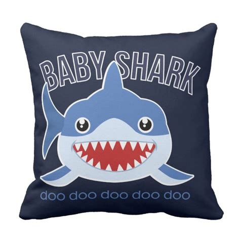 Cute Double Sided Baby Shark Cushion Pillow Custom Halloween Throw ...