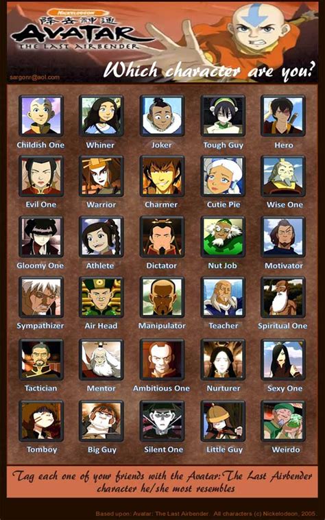 Tag your friends the last airbender avatar character facebook tag