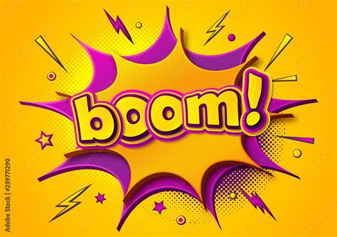 Comic poster: speech bubbles, burst, boom text and sound effect. Colorful funny banner in comics ...